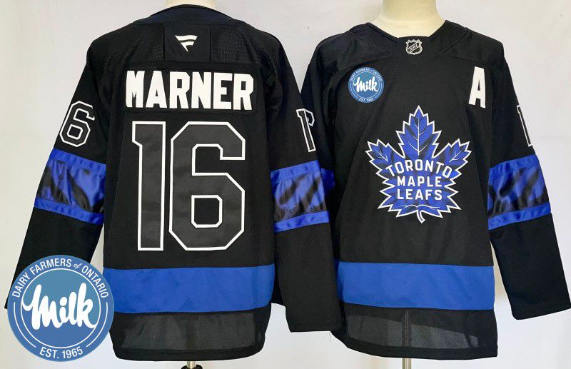 Men Toronto Maple Leafs #16 Marner Black Fanatics 2025 NHL Jersey style 1